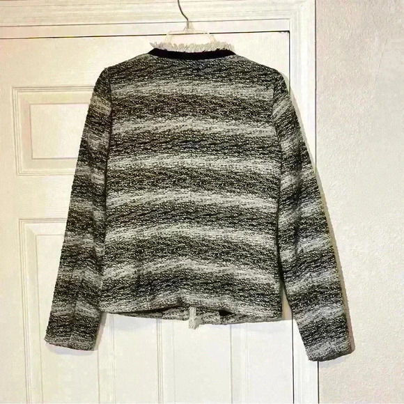 Cynthia Rowley Womens Blazer Jacket Size Medium Pockets Jacquard Striped - Picture 2 of 6